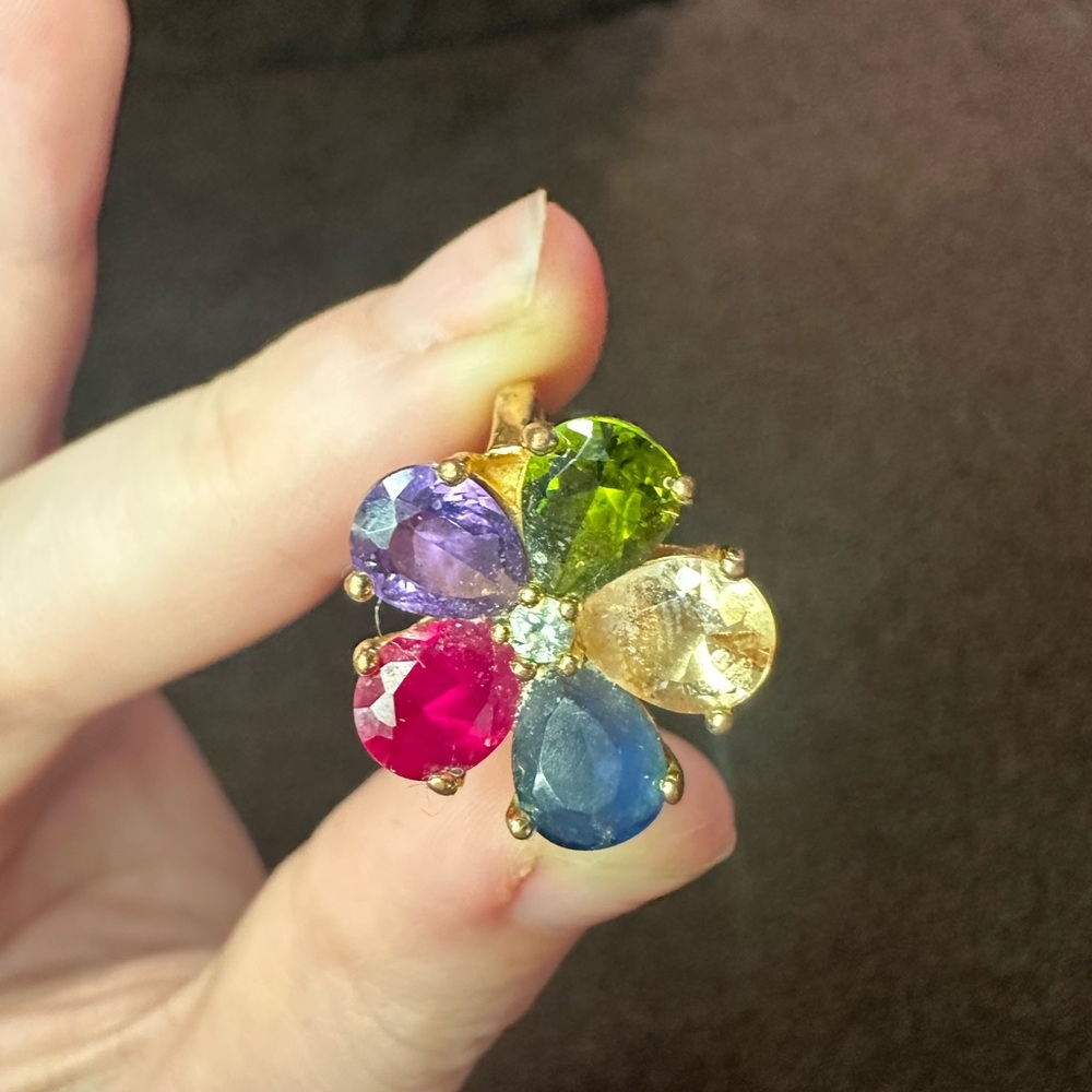 Multicolor Gemstone Flower Ring